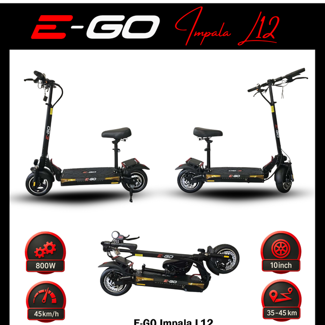 E-GO Black Impala Electric Scooter